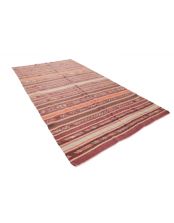 Striped Decorative Vintage Kilim Rug - 6`3" x 11`3"