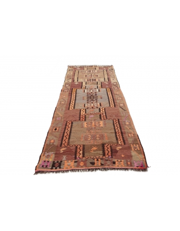 Decorative Vintage Kars Kilim Rug - 4`2" x 11`0"