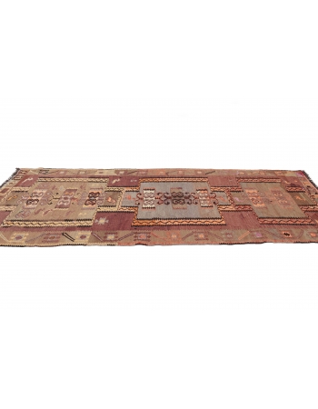 Decorative Vintage Kars Kilim Rug - 4`2" x 11`0"