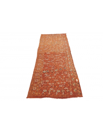 Orange Embroidered Arabi Kilim Runner - 2`8" x 8`6"