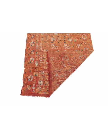 Orange Embroidered Arabi Kilim Runner - 2`8" x 8`6"