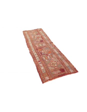 Vintage Embroidered Arabi Kilim Runner - 2`6" x 7`7"