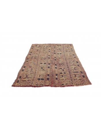 Faded Vintage Arabi Kilim Rug - 4`10" x 7`1"