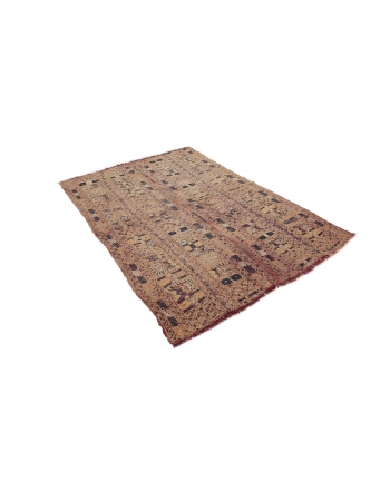 Faded Vintage Arabi Kilim Rug - 4`10" x 7`1"