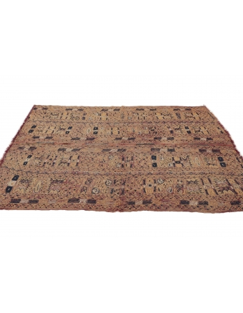 Faded Vintage Arabi Kilim Rug - 4`10" x 7`1"