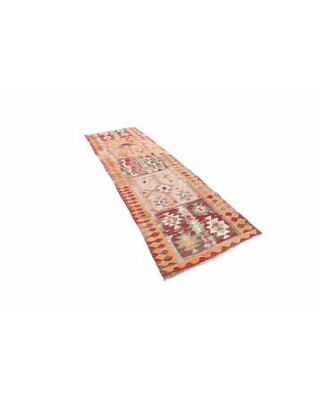 Vintage Orange Kilim Runner - 3`1" x 10`4"