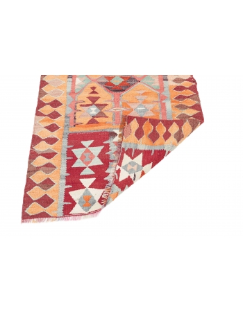 Vintage Orange Kilim Runner - 3`1" x 10`4"