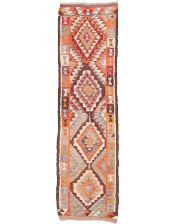 Colorful Vintage Kilim Runner - 3`0" x 11`4"