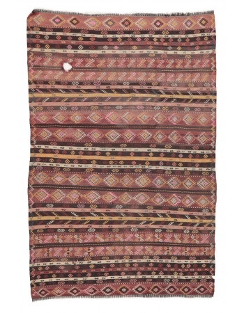 Embroidered Vintage Kilim Rug - 6`7" x 9`8"