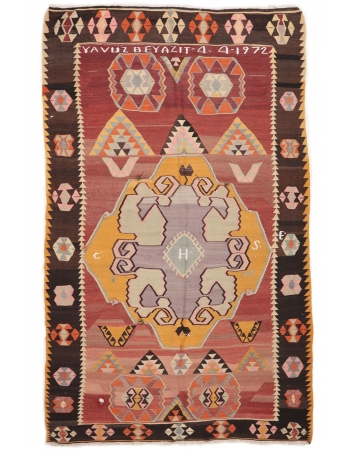 Vintage Large Turkish Kilim Rug - 6`9" x 11`11"