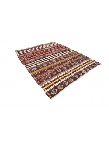 Embroidered Vintage Kilim Rug - 6`11" x 9`0"