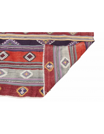 Colorful Large Vintage Kilim Rug - 7`3" x 13`7"