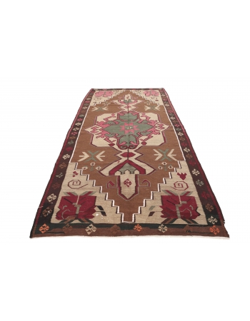 Decorative Vintage Turkish Kilim Rug - 5`3" x 11`0"