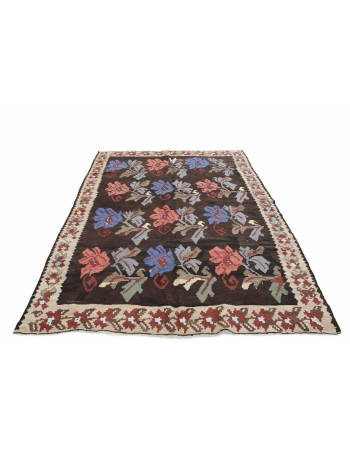 Floral Vintage Kilim Rug - 5`11" x 8`8"