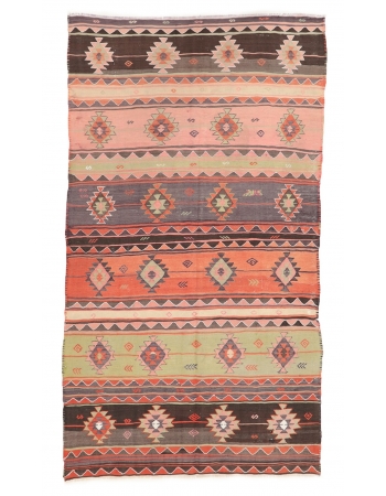 Vintage Handwoven Turkish Kilim Rug - 5`1" x 8`8"