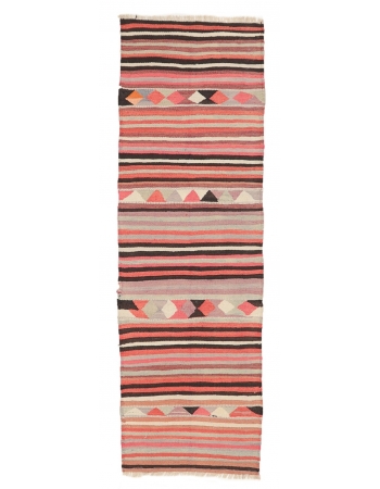 Striped Colorful Vintage Kilim Runner - 2`11" x 9`2"