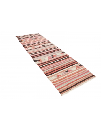 Striped Colorful Vintage Kilim Runner - 2`11" x 9`2"