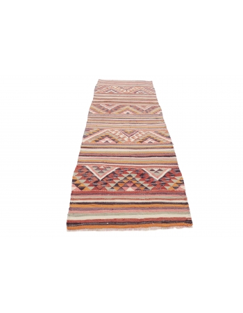 Vintage Colorful Kilim Runner - 3`2" x 10`0"