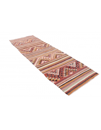 Vintage Colorful Kilim Runner - 3`2" x 10`0"