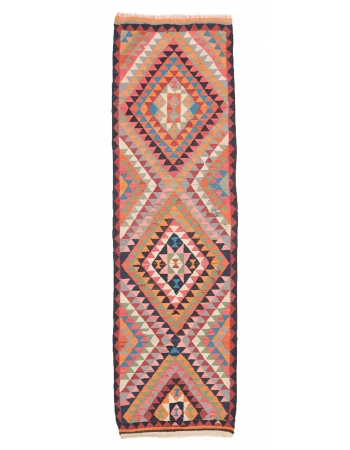 Colorful Vintage Kilim Runner - 3`3" x 11`0"