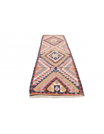 Colorful Vintage Kilim Runner - 3`3" x 11`0"