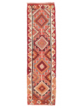 Vintage Decorative Kilim Runner - 3`2" x 11`3"