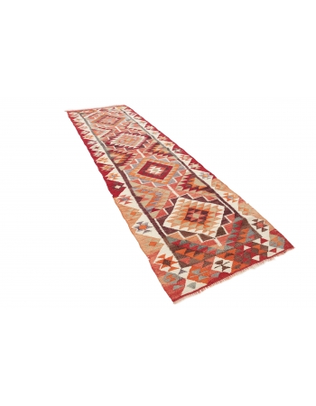 Vintage Decorative Kilim Runner - 3`2" x 11`3"