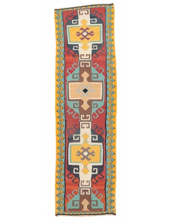 Colorful Vintage Kilim Runner - 2`9" x 11`2"