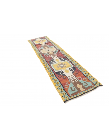 Colorful Vintage Kilim Runner - 2`9" x 11`2"