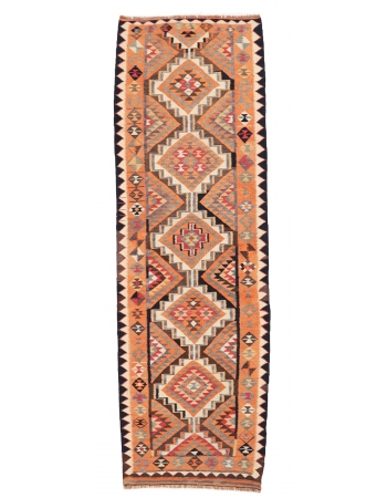 Vintage Decorative Kilim Runner - 3`6" x 10`11"