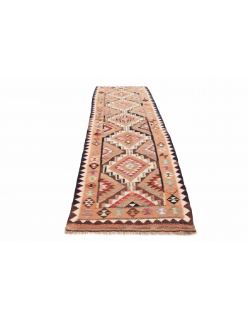 Vintage Decorative Kilim Runner - 3`6" x 10`11"