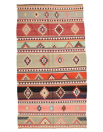 Vintage Decorative Turkish Kilim Rug - 6`0" x 11`4"