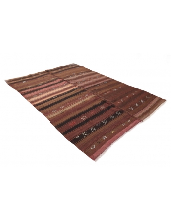 Striped Vintage Turkish Kilim Rug - 6`4" x 9`0"