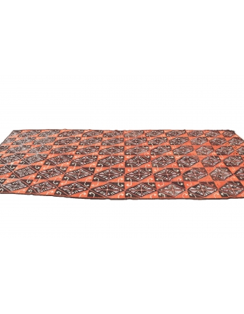 Orange & Brown Vintage Kilim Rug - 4`11" x 11`10"