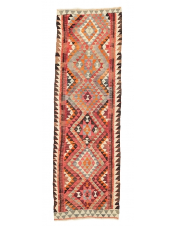 Decorative Vintage Kilim Runner - 3`5" x 10`11"