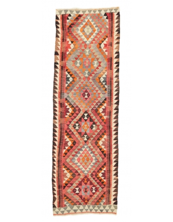 Decorative Vintage Kilim Runner - 3`5" x 10`11"