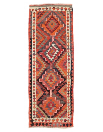 Colorful Vintage Kilim Runner - 3`5" x 9`7"