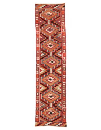 Vintage Herki Kilim Runner - 3`1" x 11`5"