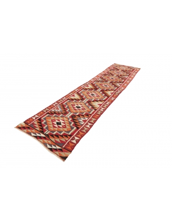 Vintage Herki Kilim Runner - 3`1" x 11`5"