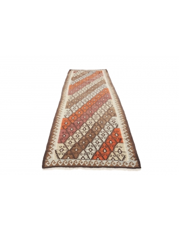 Decorative Vintage Kars Kilim Rug - 3`8" x 9`9"