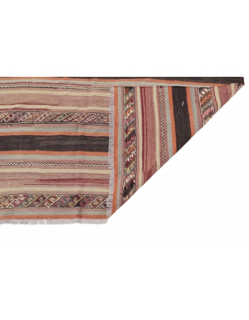 Striped Vintage Turkish Kilim Rug - 5`7" x 11`1"