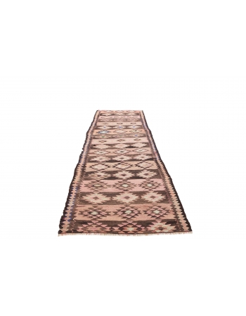 Decorative Vintage Herki Kilim Runner - 3`7" x 12`6"