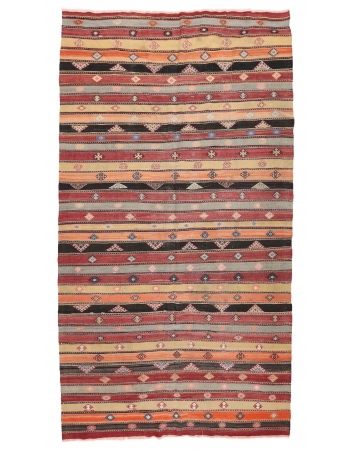 Striped Turkish Vintage Kilim Rug - 6`8" x 12`0"