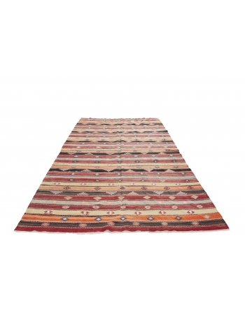 Striped Turkish Vintage Kilim Rug - 6`8" x 12`0"