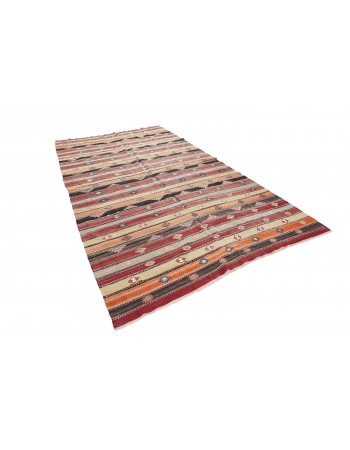 Striped Turkish Vintage Kilim Rug - 6`8" x 12`0"