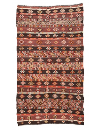 Embroidered Vintage Kilim Rug - 6`8" x 11`0"