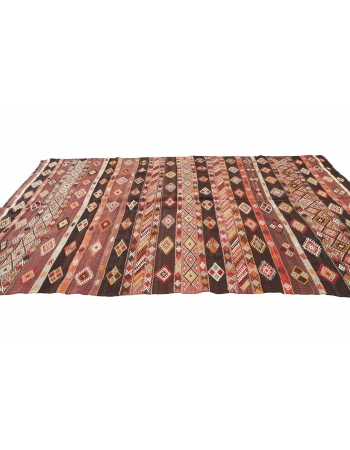 Embroidered Vintage Kilim Rug - 6`8" x 11`0"