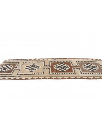 Neutral Vintage Kilim Runner - 3`3" x 10`11"