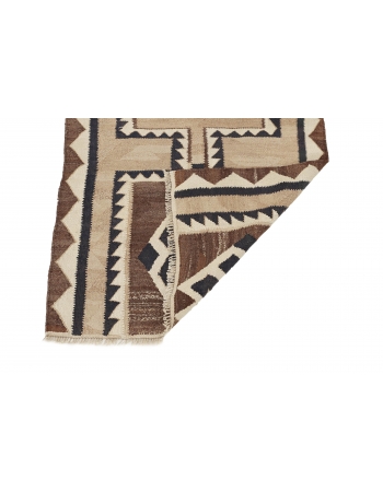 Neutral Vintage Kilim Runner - 3`3" x 10`11"