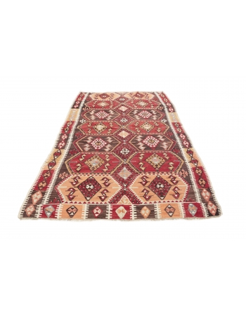 Vintage Turkish Kaisari Kilim Rug - 5`4" x 10`10"